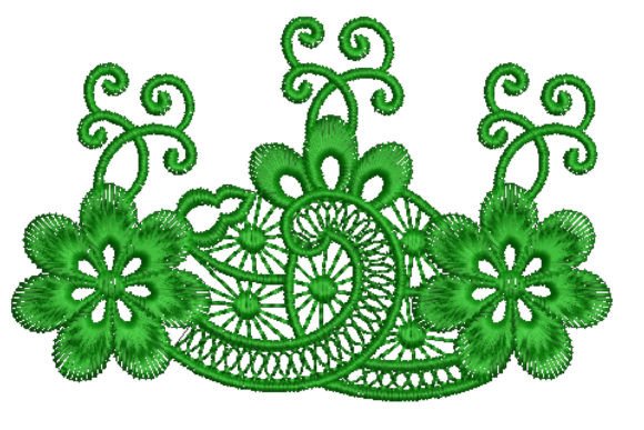 Dual Green Flowers Embroidery