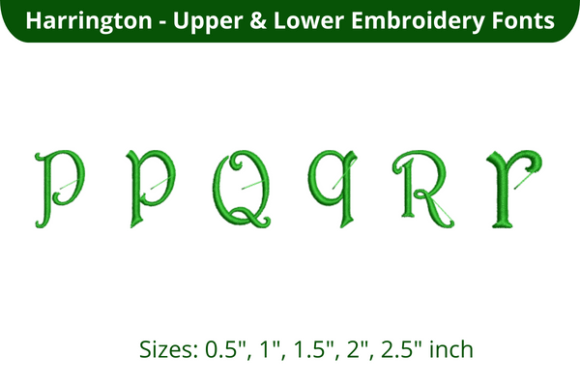 Harrington Font PQR for Holiday Embroidery