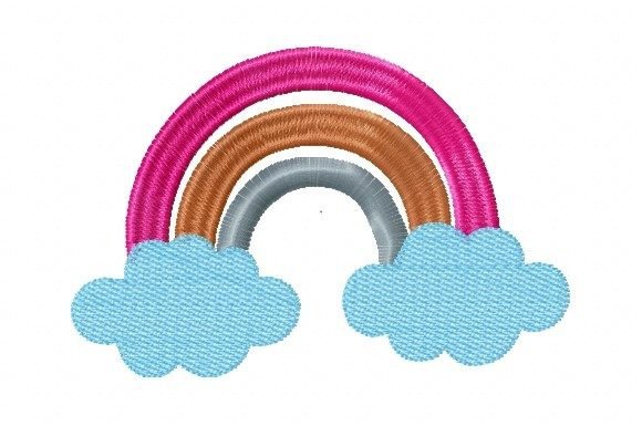 Rainbow with Cloud Embroidery
